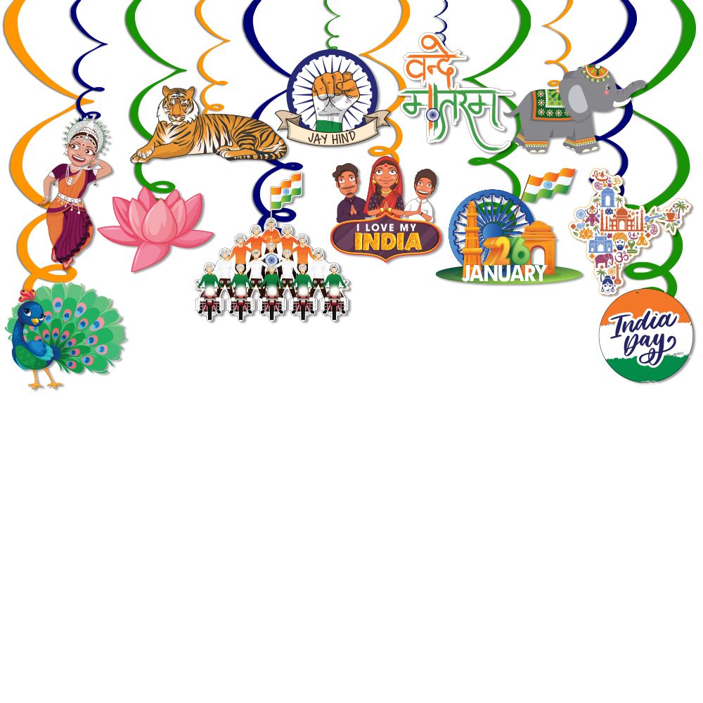 Happy Republic Day Hanging Swirls