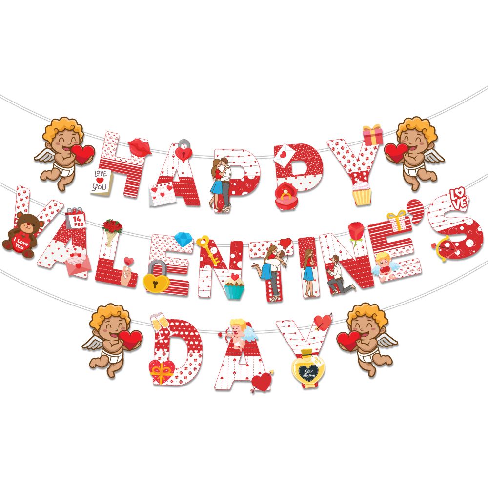 Valentine's Day Banner With Love & Cupid