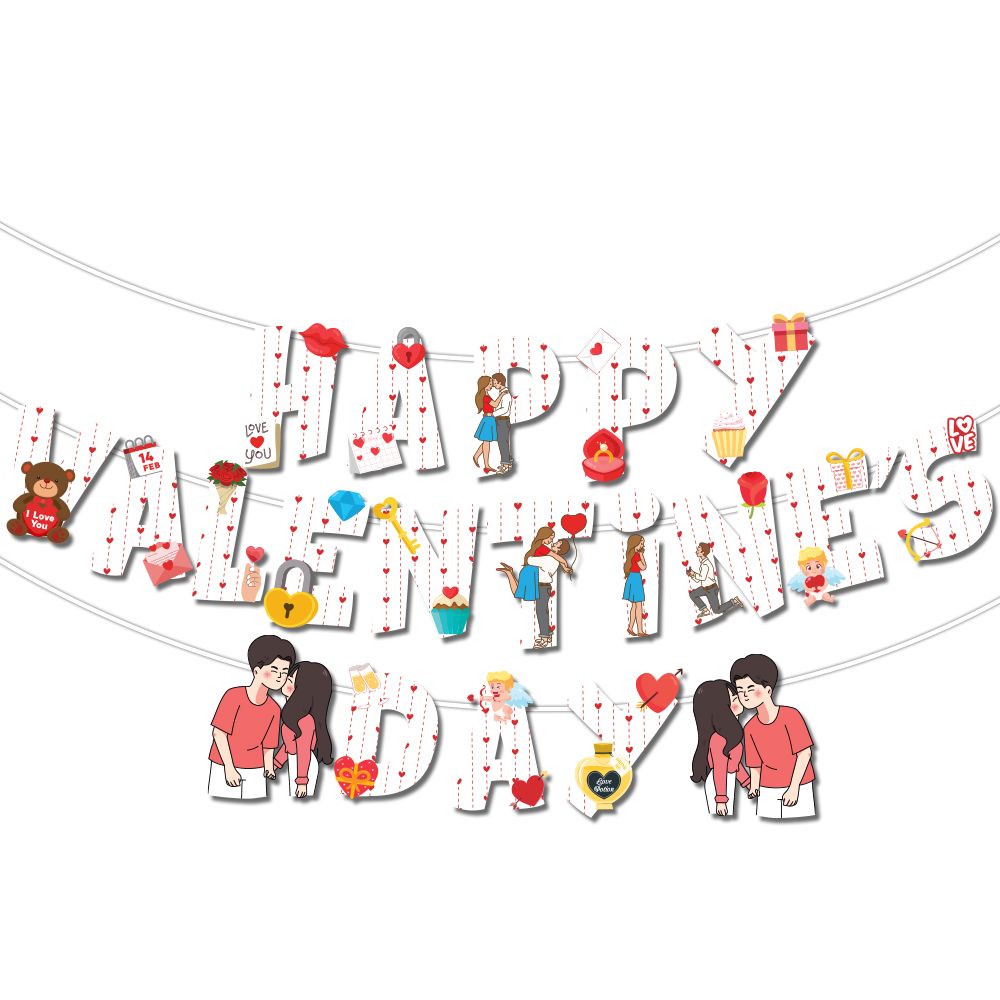 Valentine's Day Banner With Cute Love Signs