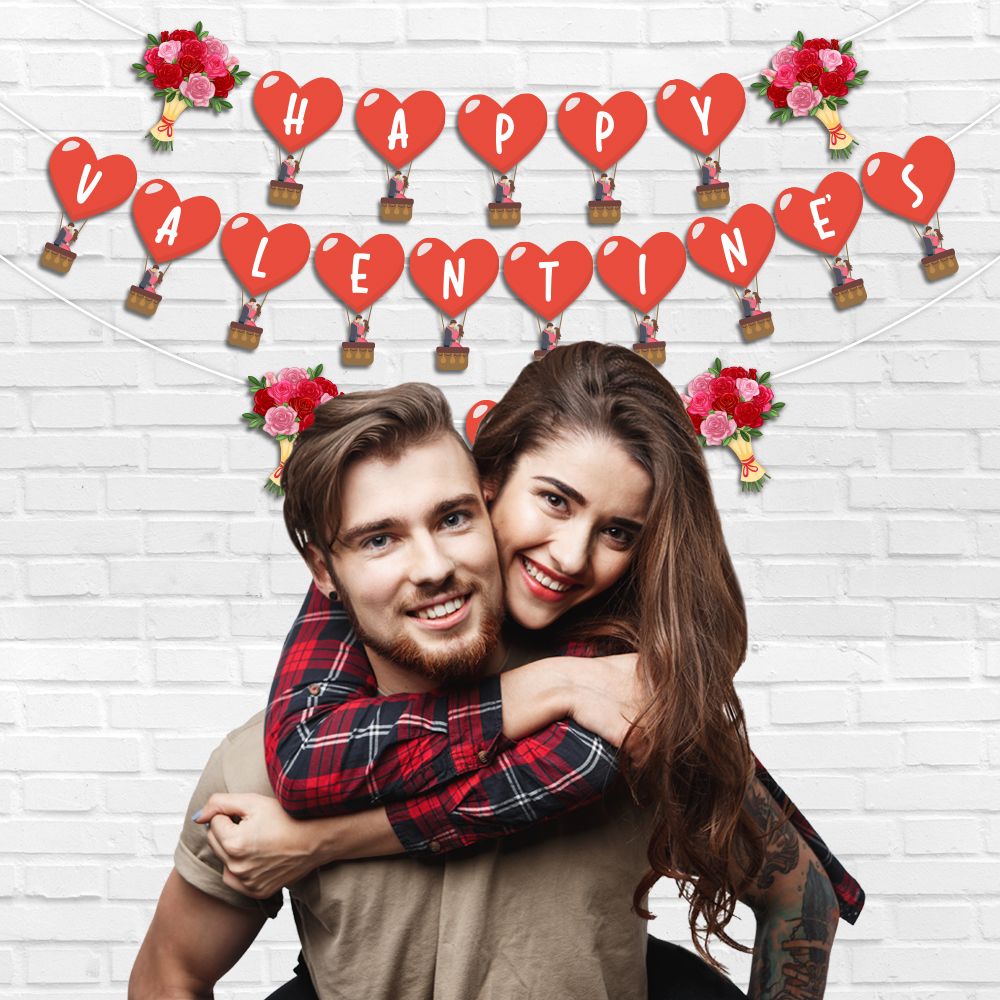 Balloons & floral Valentine's Day Banner