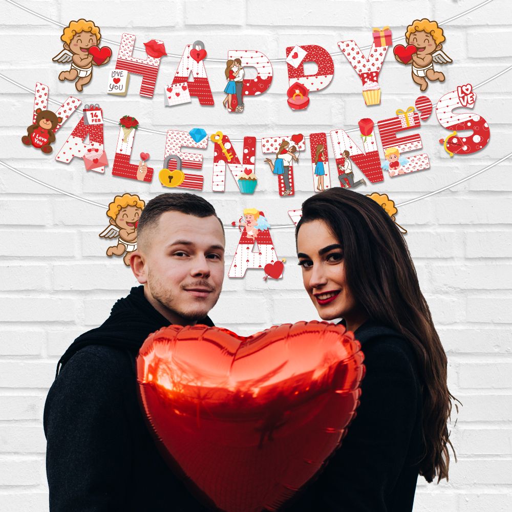 Valentine's Day Banner With Love & Cupid