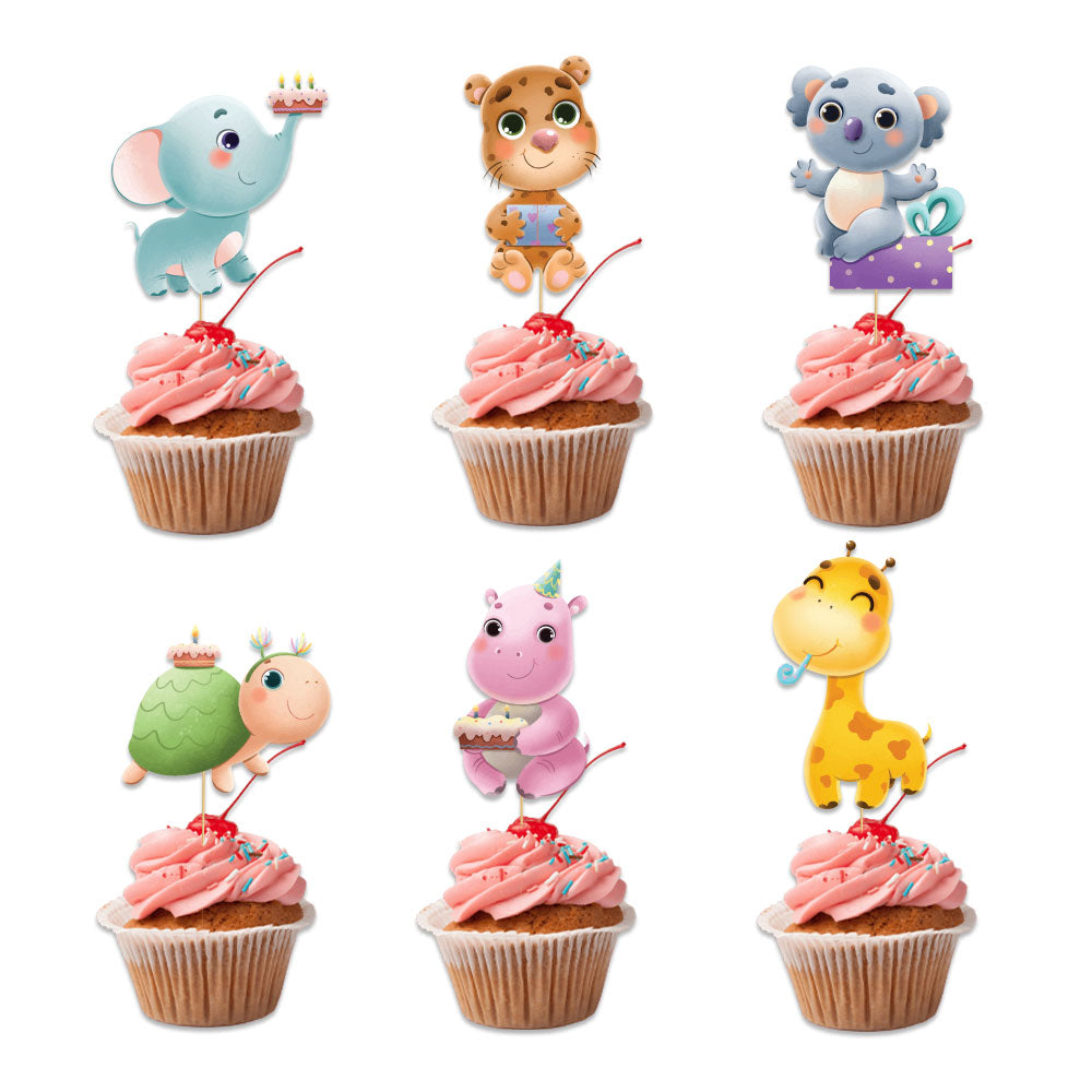 Party Animals Theme Cupcake Toppers