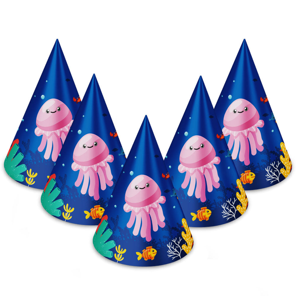 Splashy Ocean Fun Theme Cone Hats