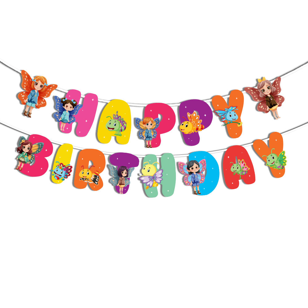 Butterfly Bliss Theme Happy Birthday Banner