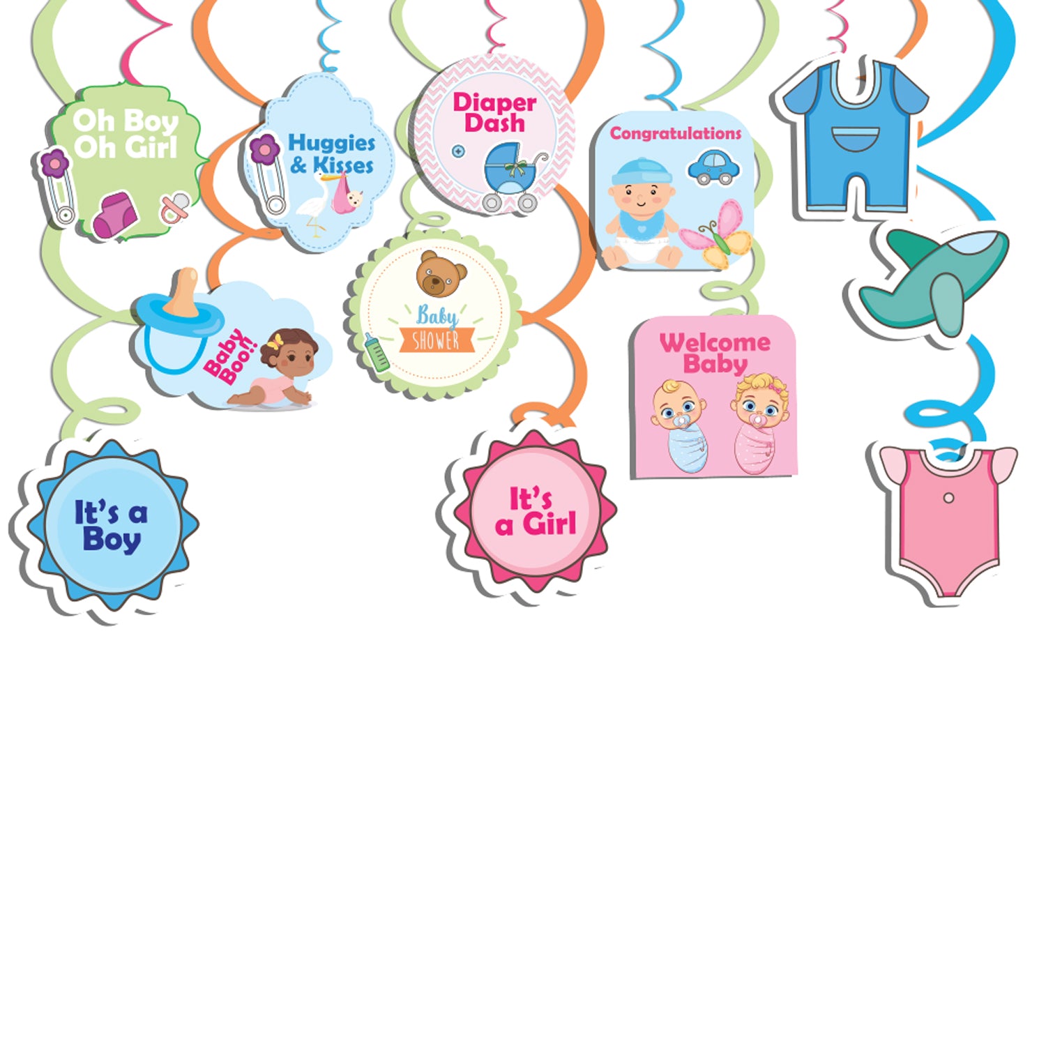 Diaper Party Theme Hanging Swirls