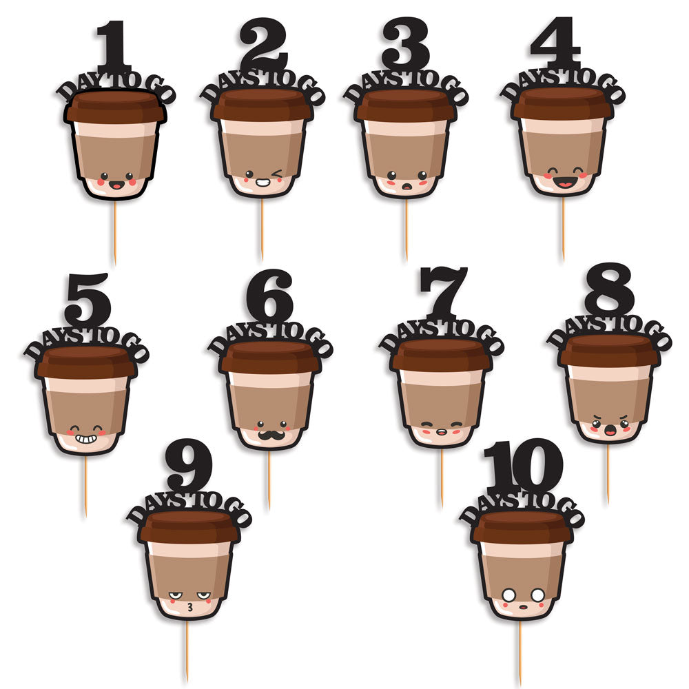 Coffee Latte Countdown Props of 1-10 Days To Go