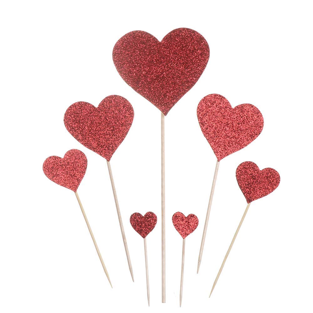 Heart Shaped Glitter Cupcake Toppers