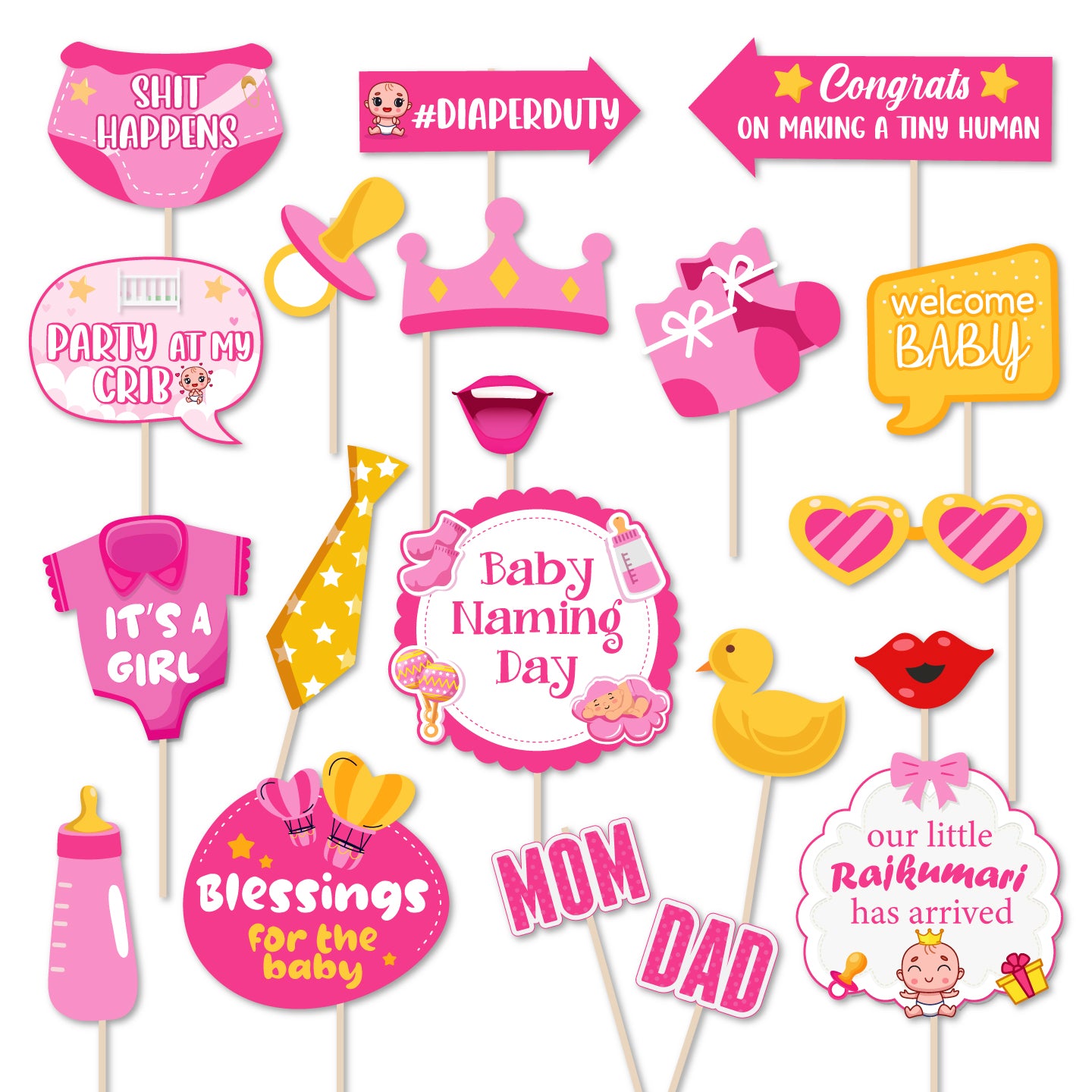 Photobooth Props For Girl's Naming Ceremony