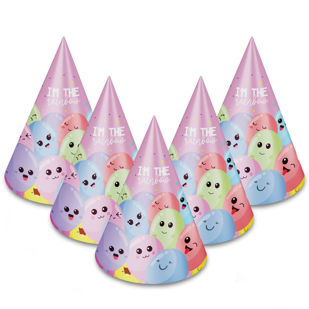 Hello Rainbow Theme Cone Hats