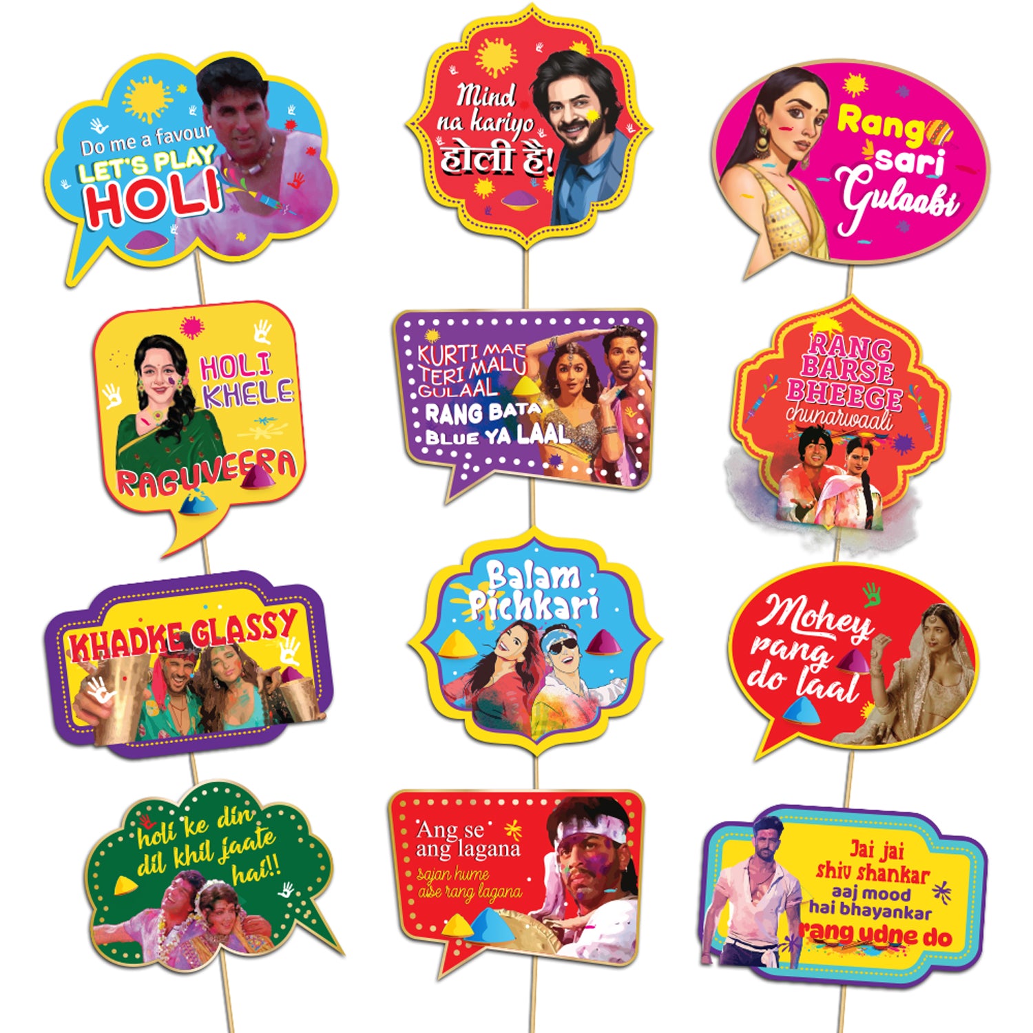 Bollywood Holi Photobooth Props