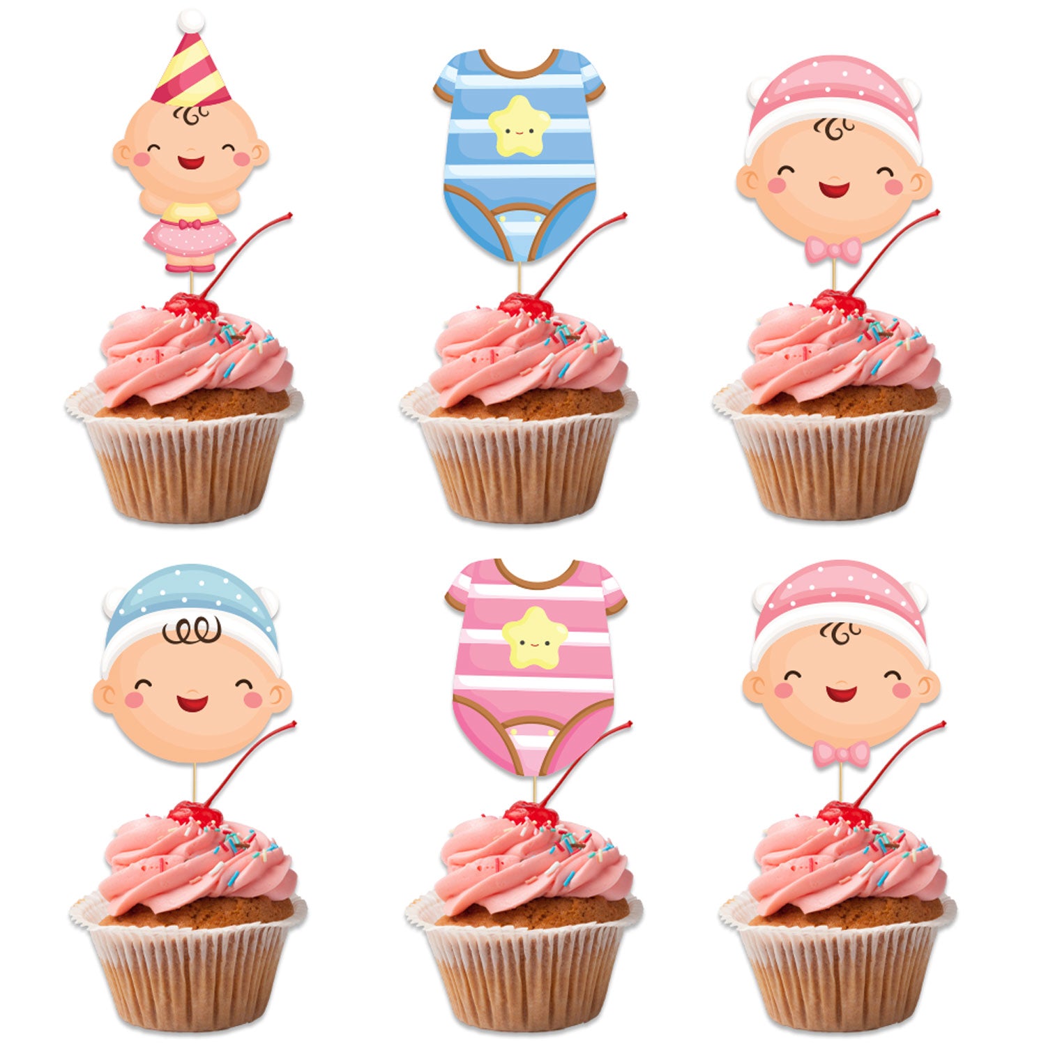 Double The Love Theme Cupcake Toppers