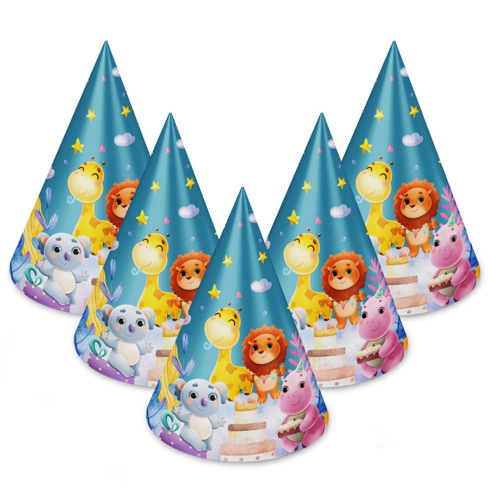 Party Animals Theme Cone Hats