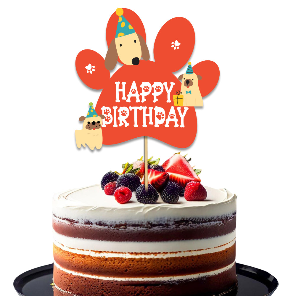 Bow Wow Party Theme Happy Birthday Cake Topper
