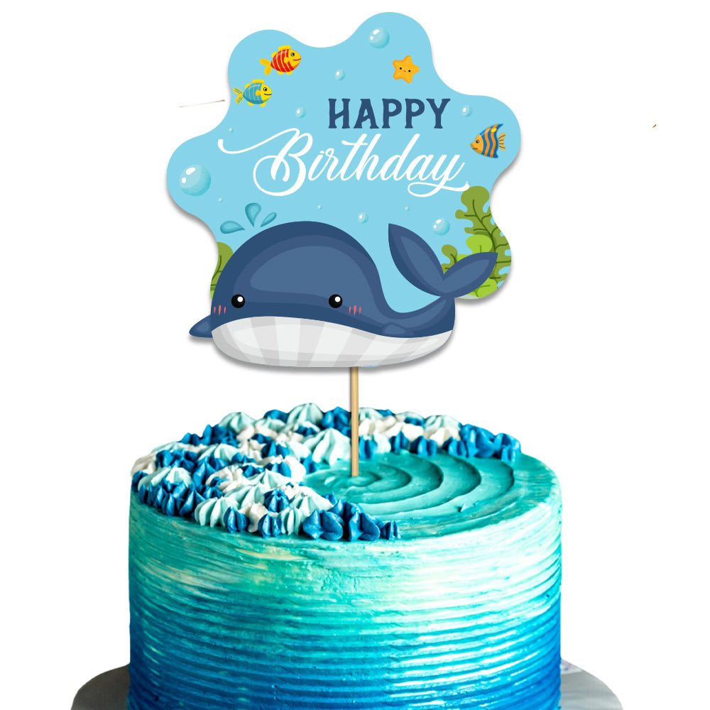 Splashy Ocean Fun Theme Birthday Cake Topper