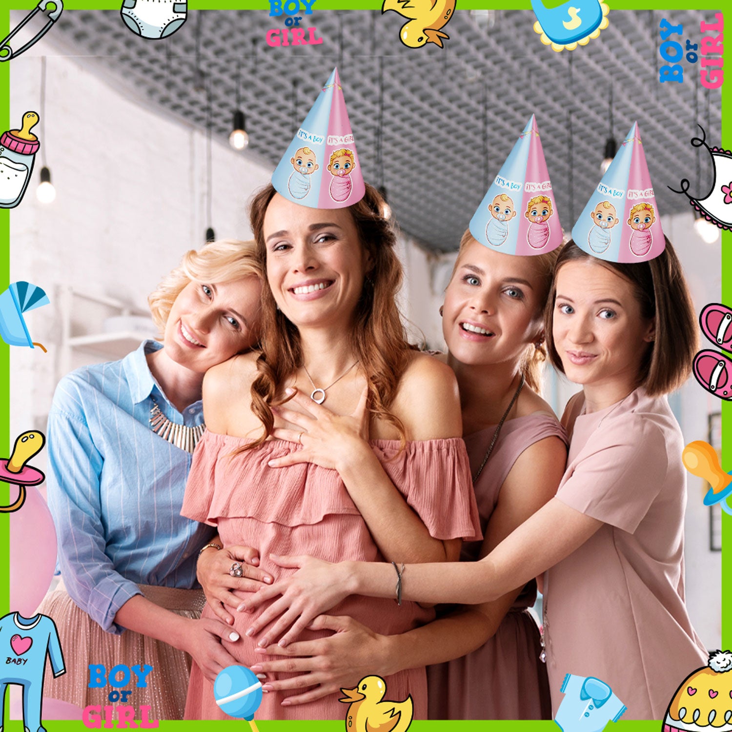 Diaper Party Theme Cone Hats