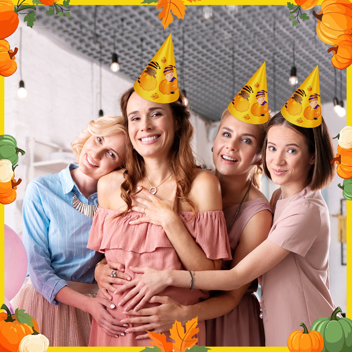 Pumpkin Theme Cone Hats