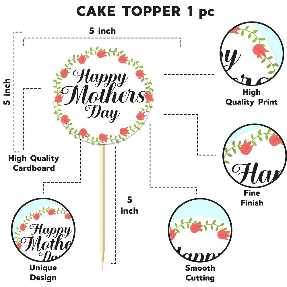 Black and Red Mother's Day Cake Topper