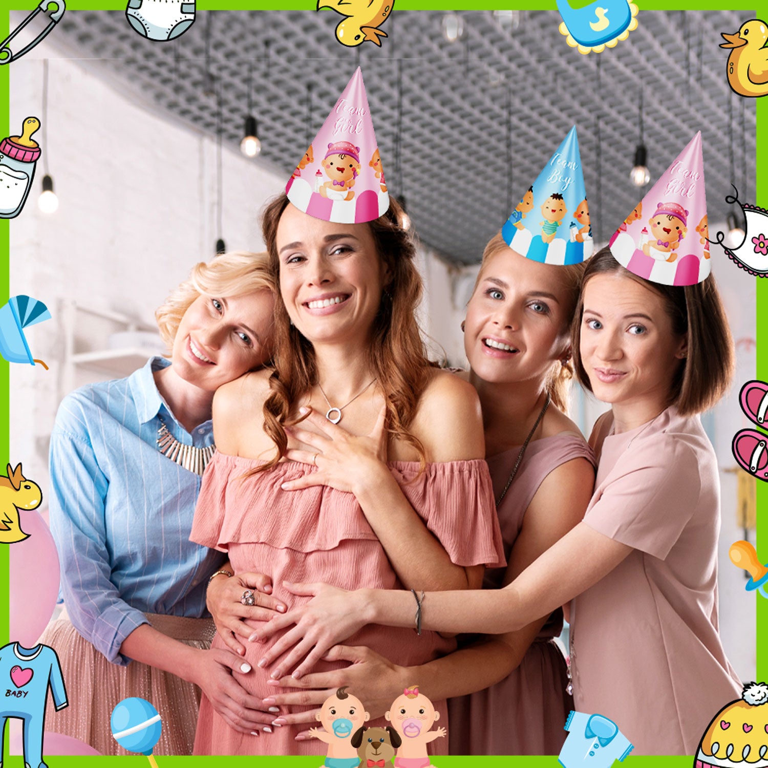 Double The Love Theme Cone Hats