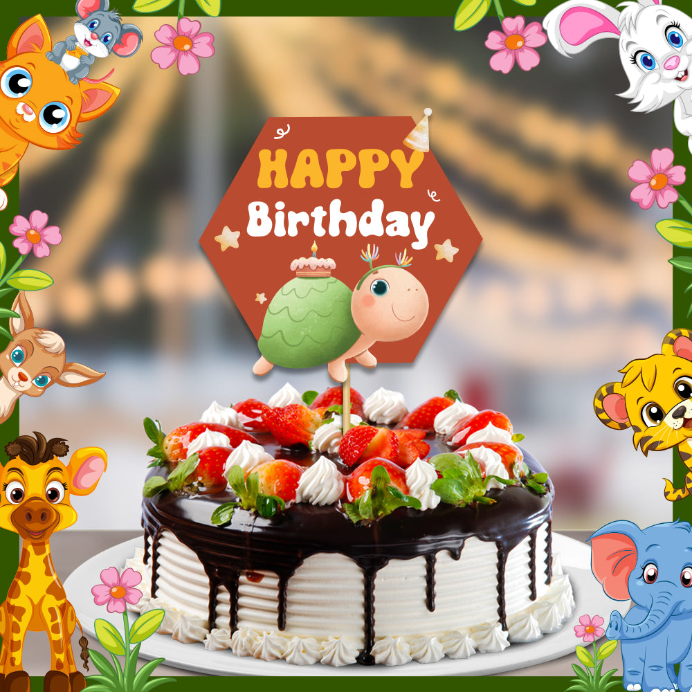 Party Animals Theme Happy Birthday Cake Topper