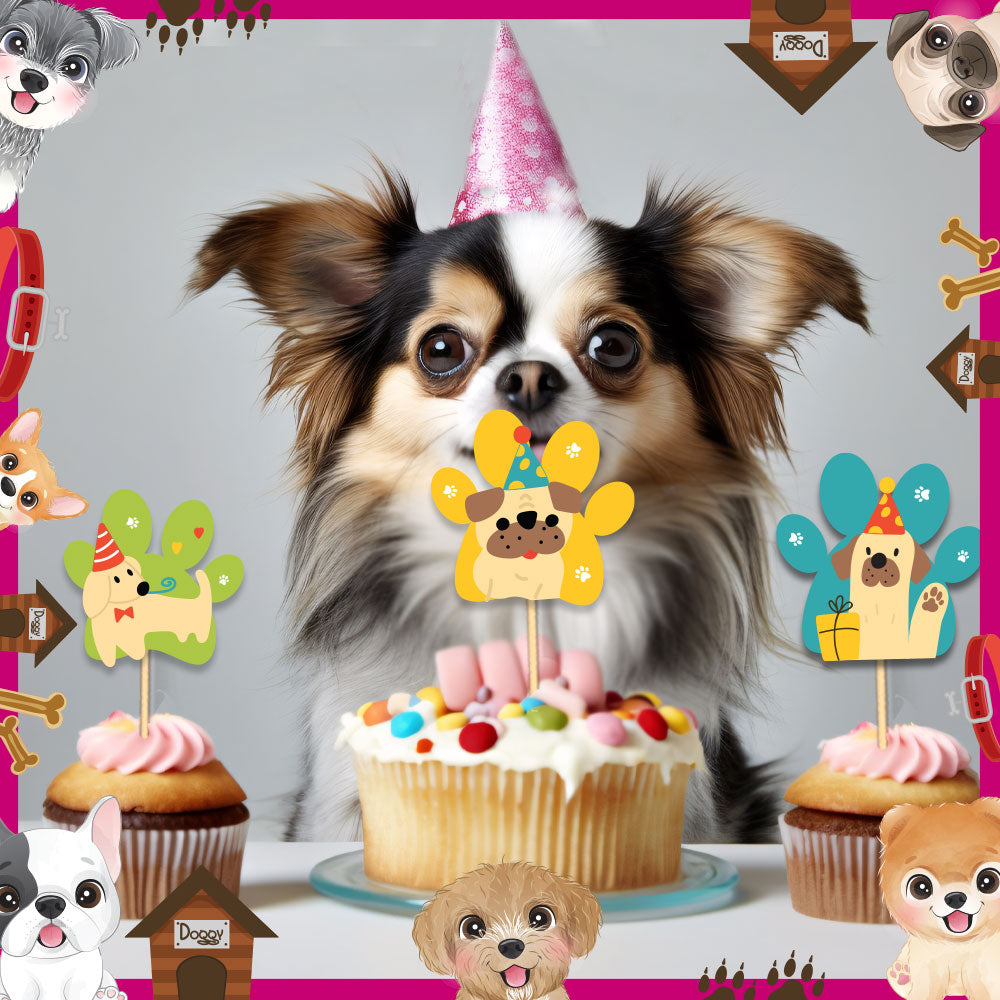 Bow Wow Party Theme Cupcake Toppers