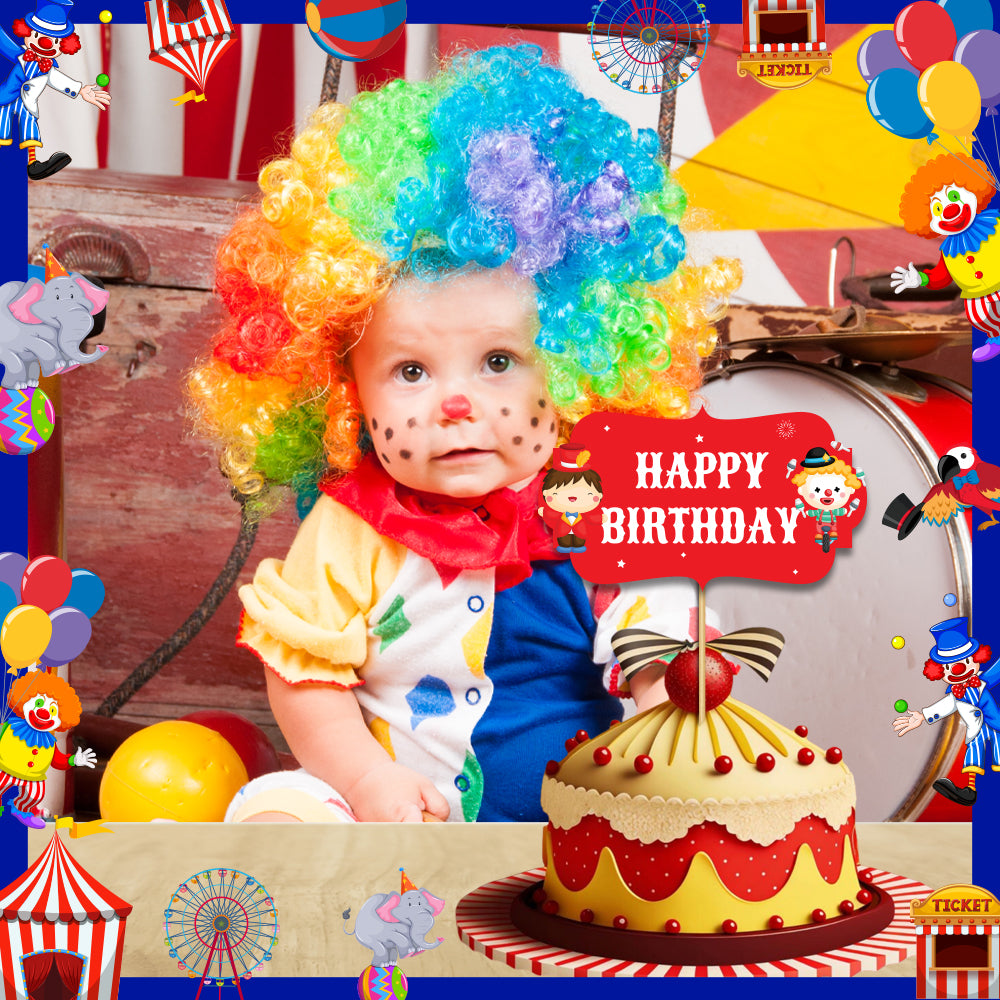 Circus Fun Fair Theme Happy Birthday Cake Topper