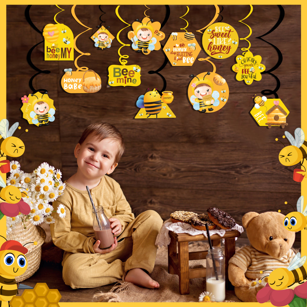 Bee Buzz Party Theme Hanging Swirls