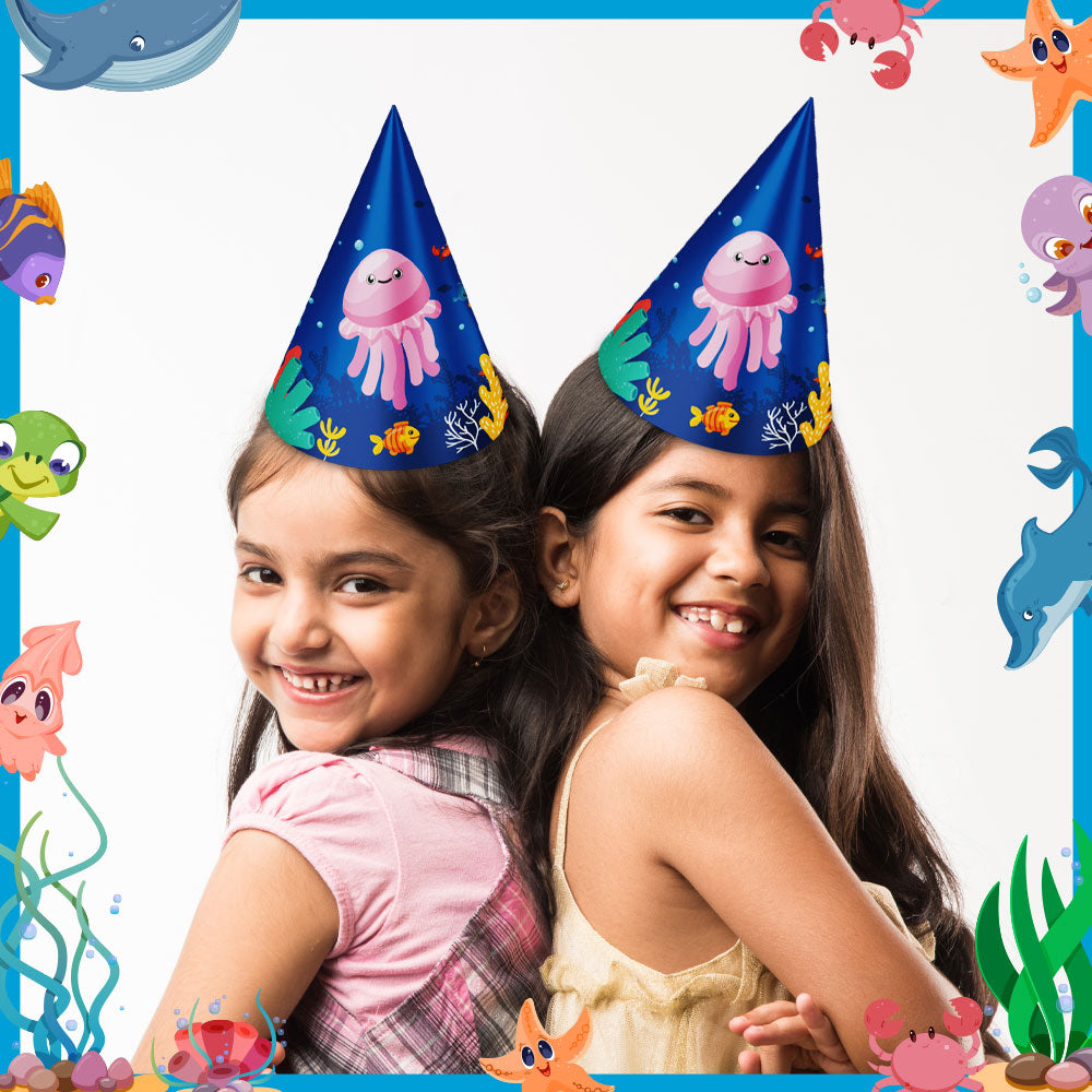 Splashy Ocean Fun Theme Cone Hats