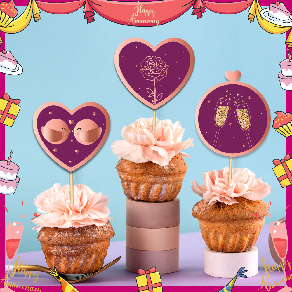 Happy Anniversary Cupcake Toppers