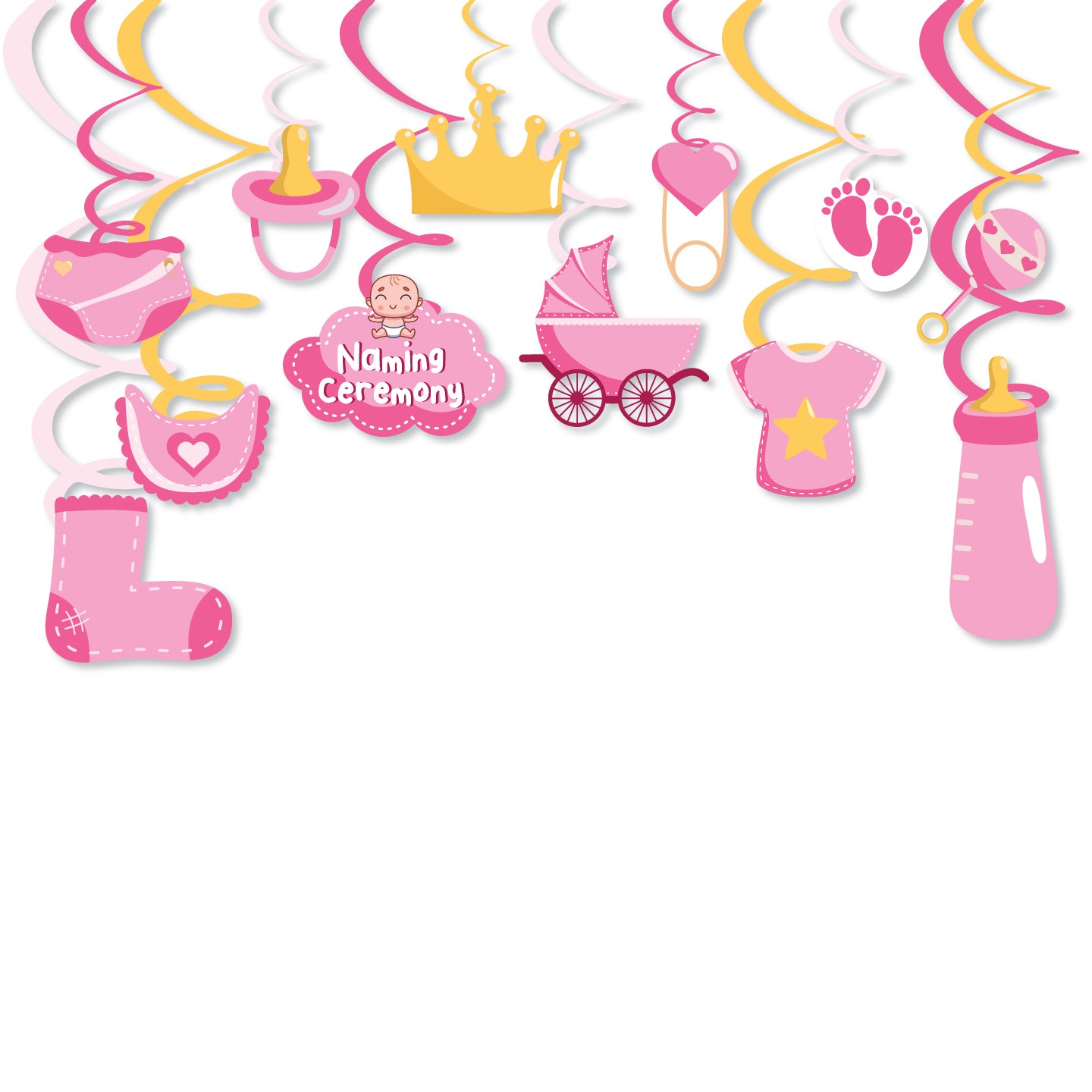 Naming Ceremony Hanging Swirls -Pink