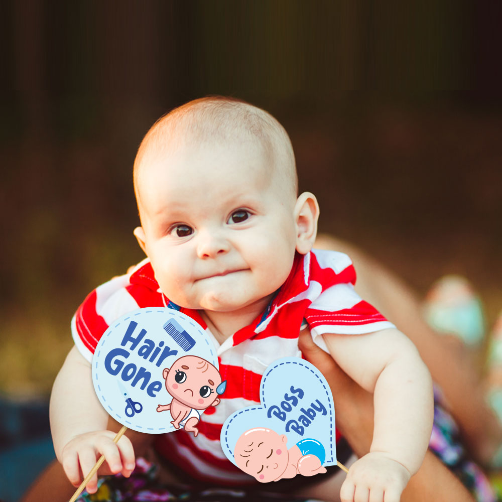 Photobooth Props For First Haircut (Blue) / Mundan Ceremony