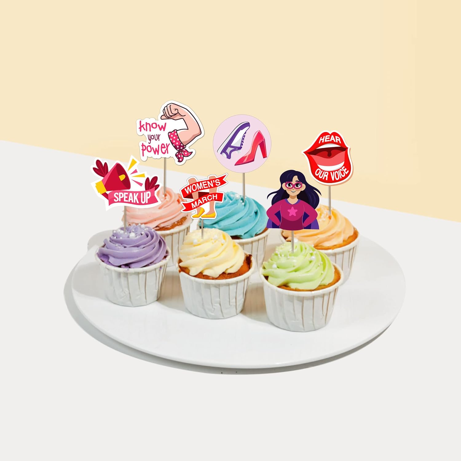 Happy Women's Day Cupcake Toppers