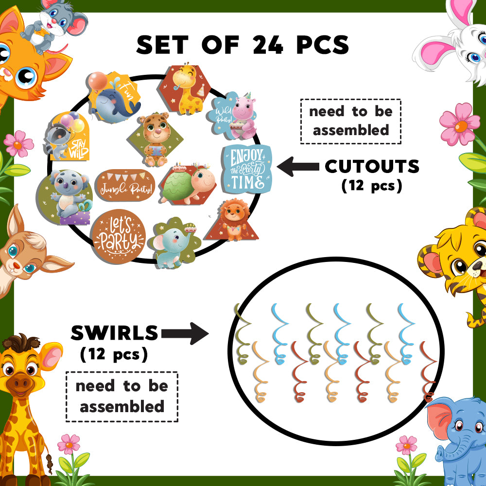 Party Animals Theme Hanging Swirls