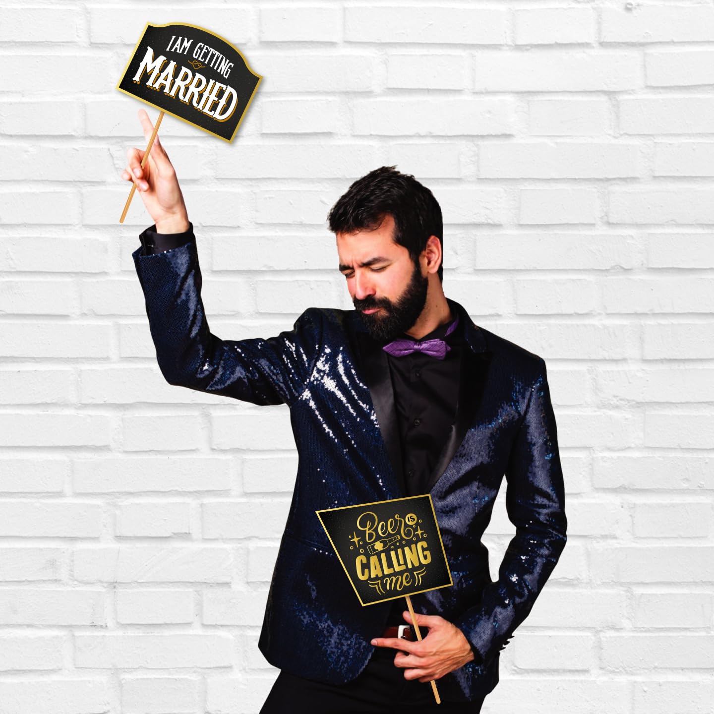 Black Gold Theme Groom To Be Photobooth Props