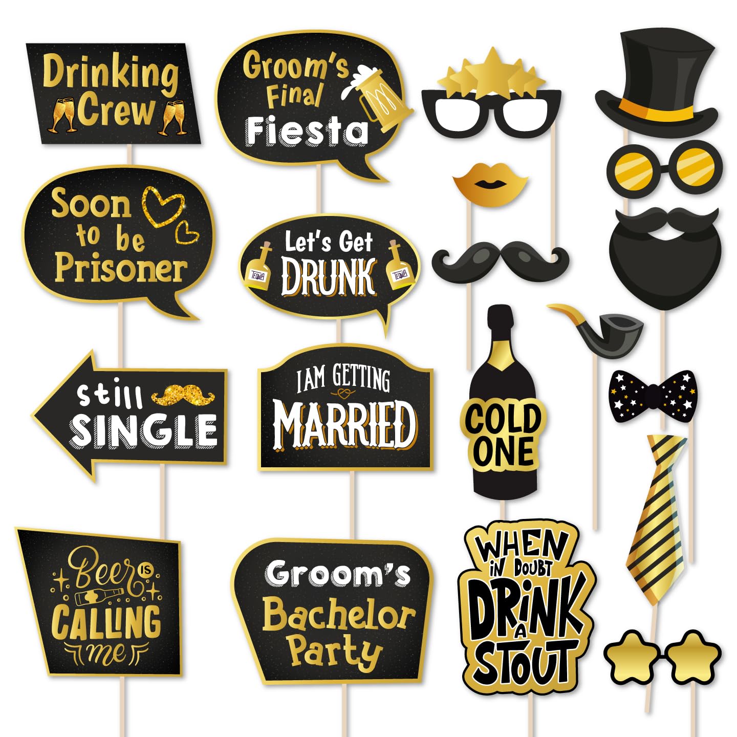 Black Gold Theme Groom To Be Photobooth Props