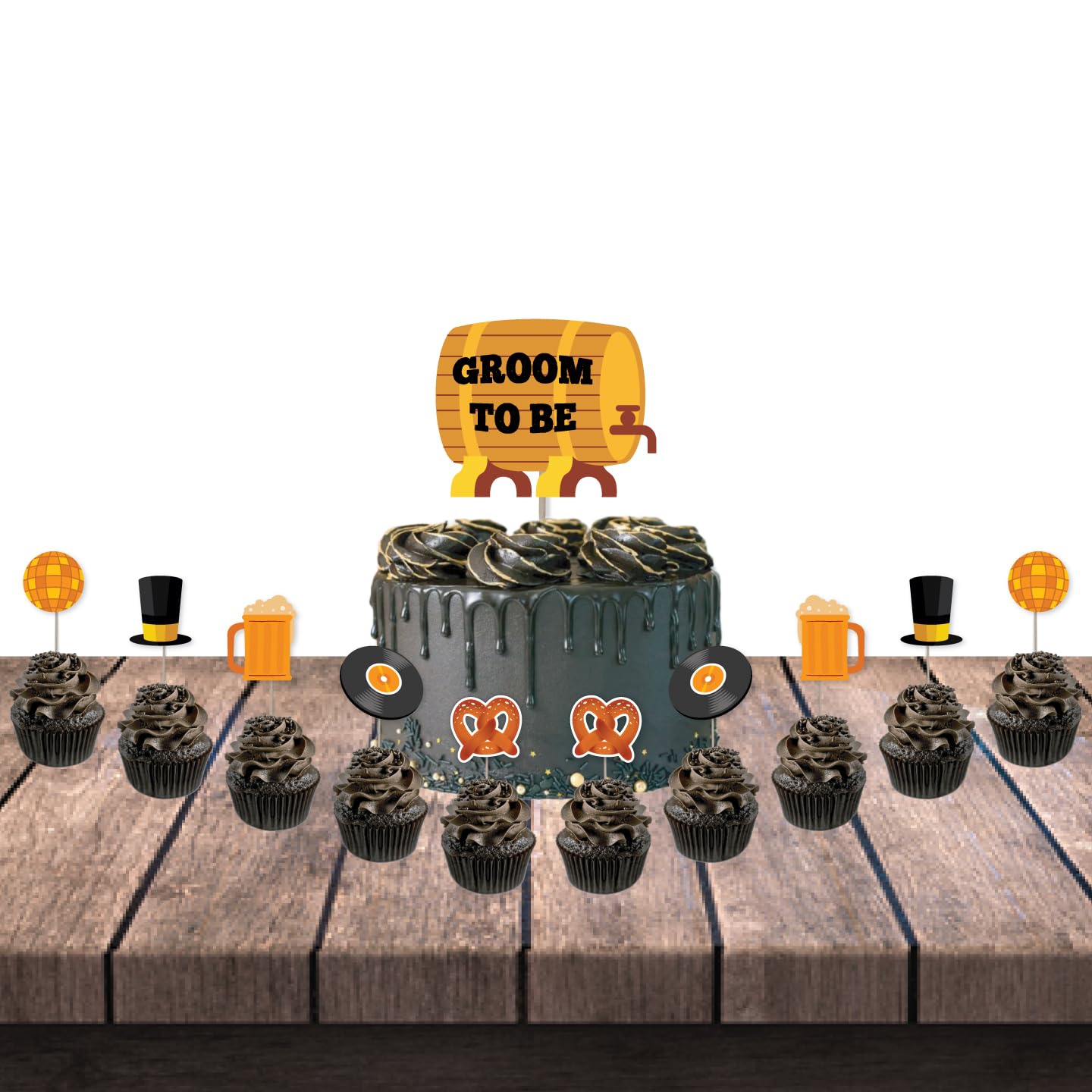 Beer Theme Groom To Be Cake & Cupcake Toppers