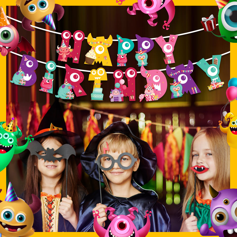 Monster Girl Theme Happy Birthday Banner