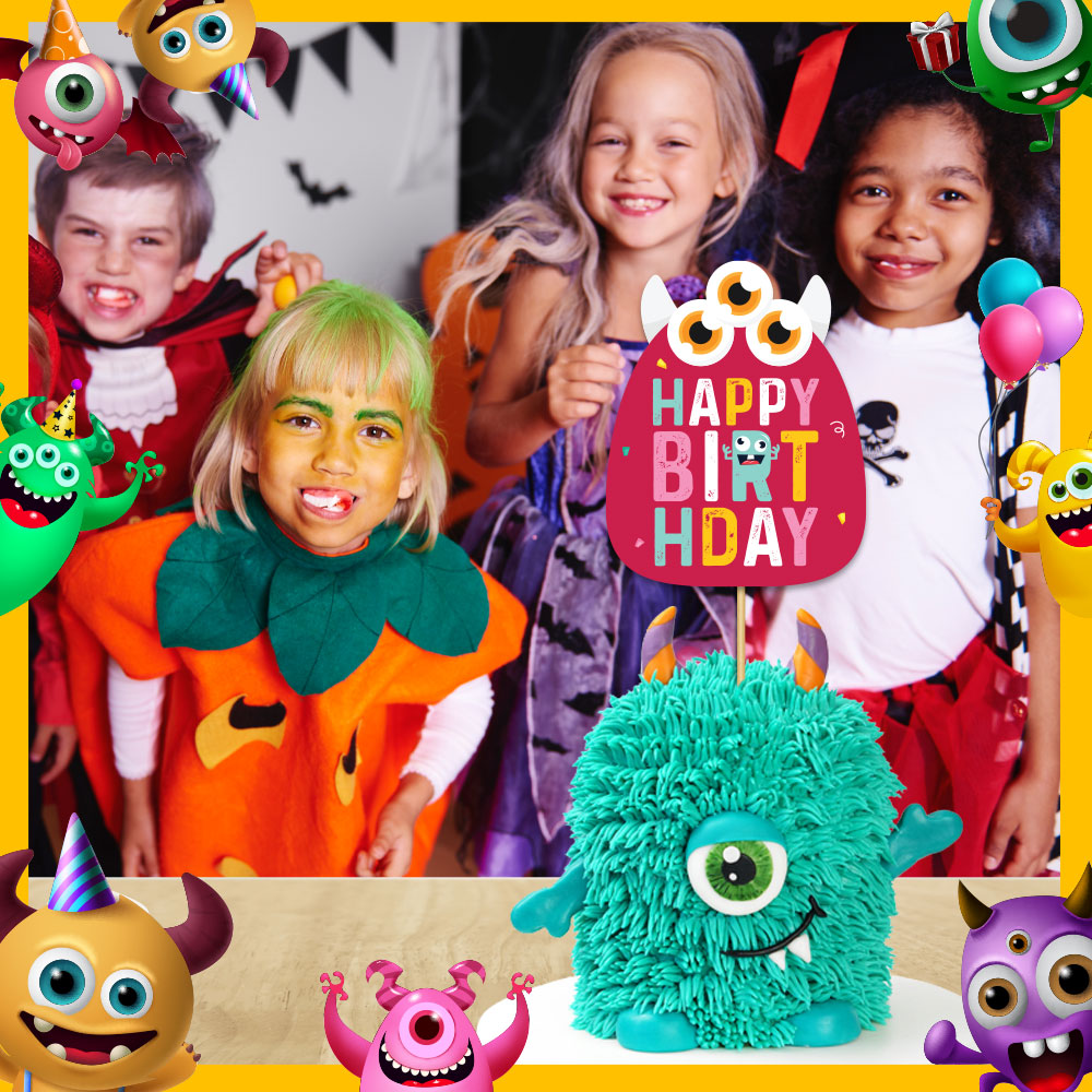Monster Girl Theme Happy Birthday Cake Topper