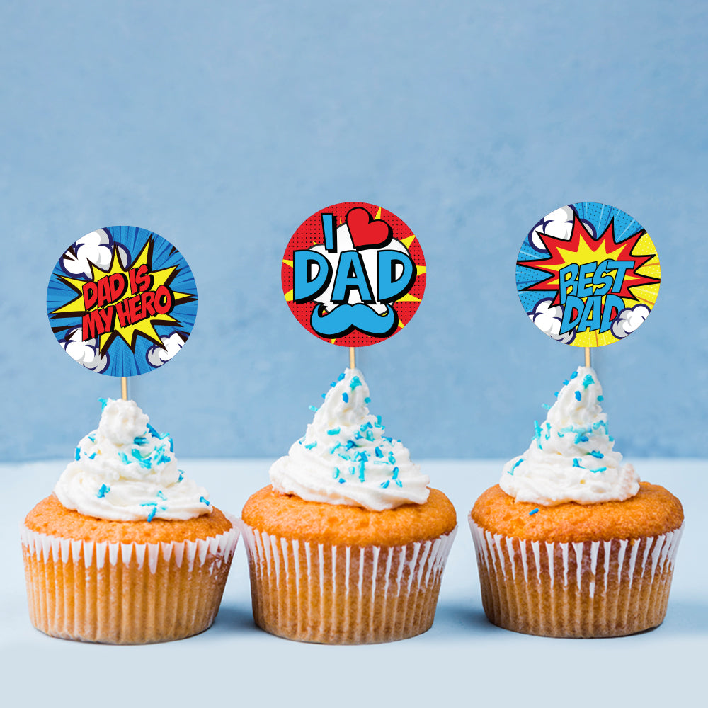 Super Hero Cupcake Toppers For Father's Day