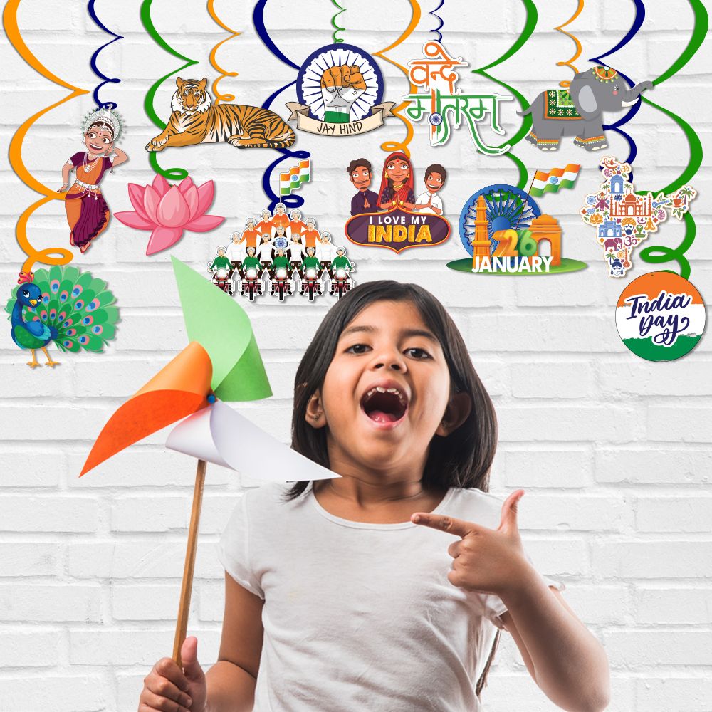 Happy Republic Day Hanging Swirls