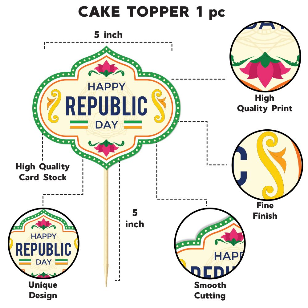 Happy Republic Day Cake Topper
