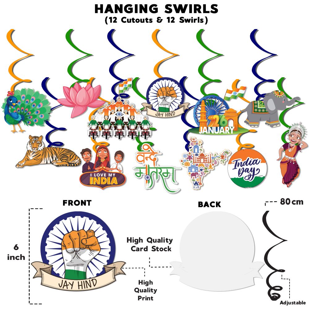 Happy Republic Day Hanging Swirls