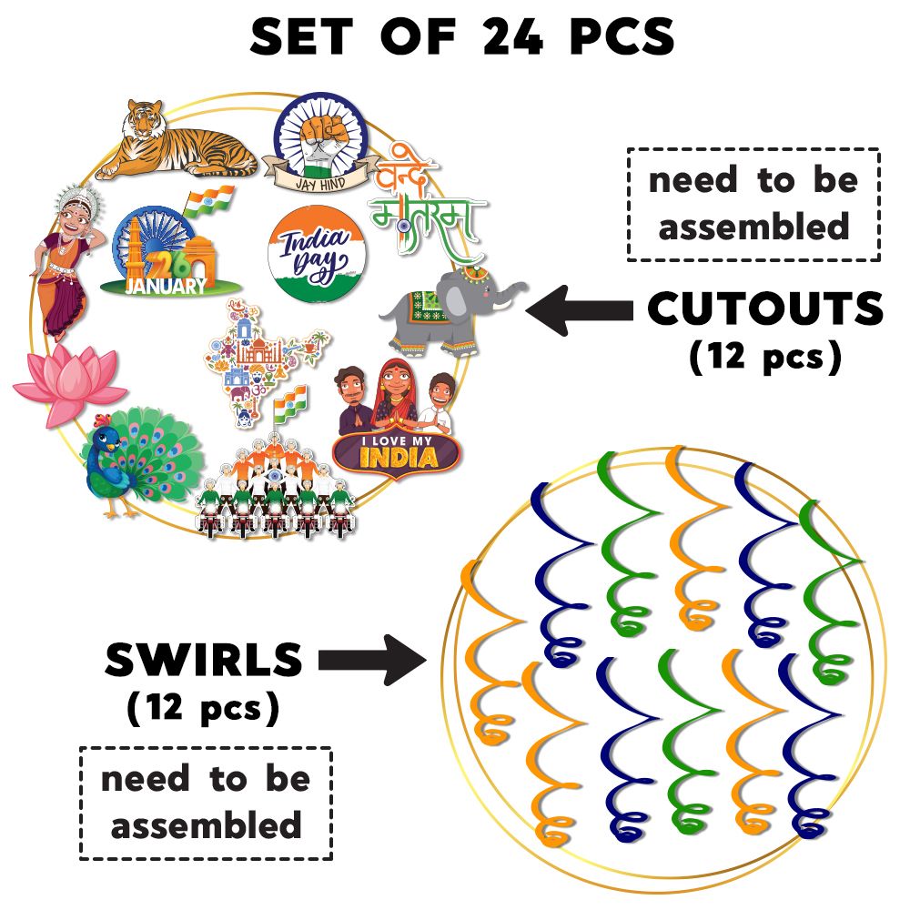 Happy Republic Day Hanging Swirls
