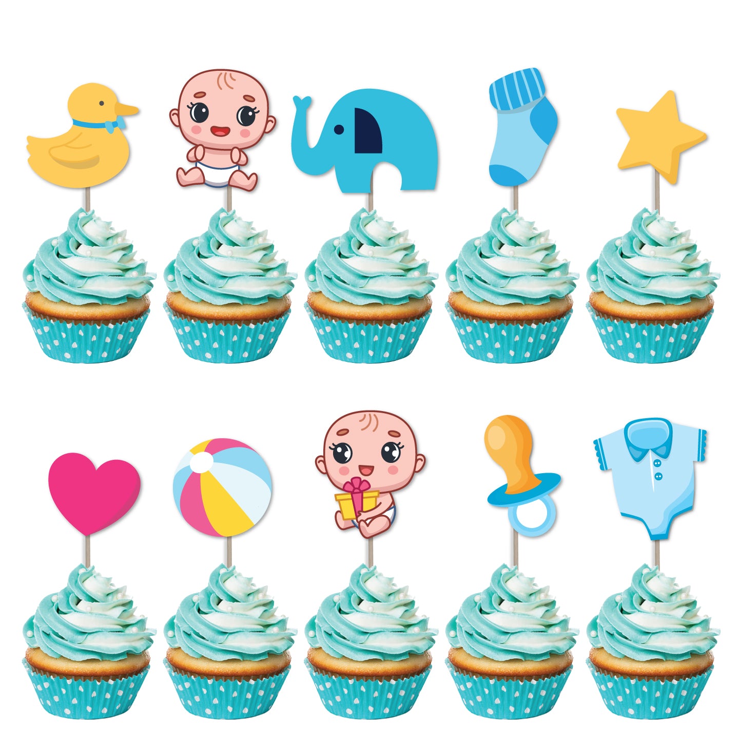 Blue Naming Ceremony Cupcake Toppers