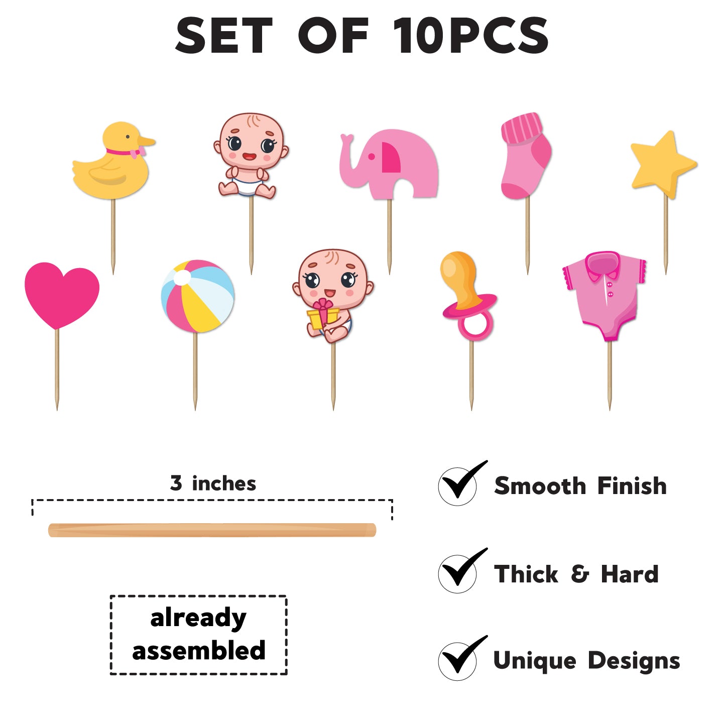 Naming Ceremony Pink Cupcake Toppers