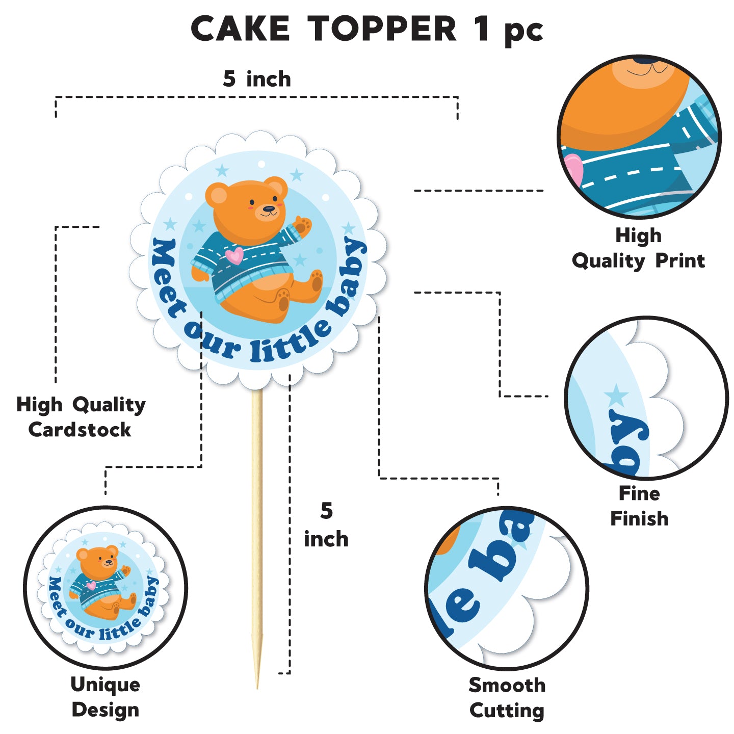 Blue Naming Ceremony Cake Topper