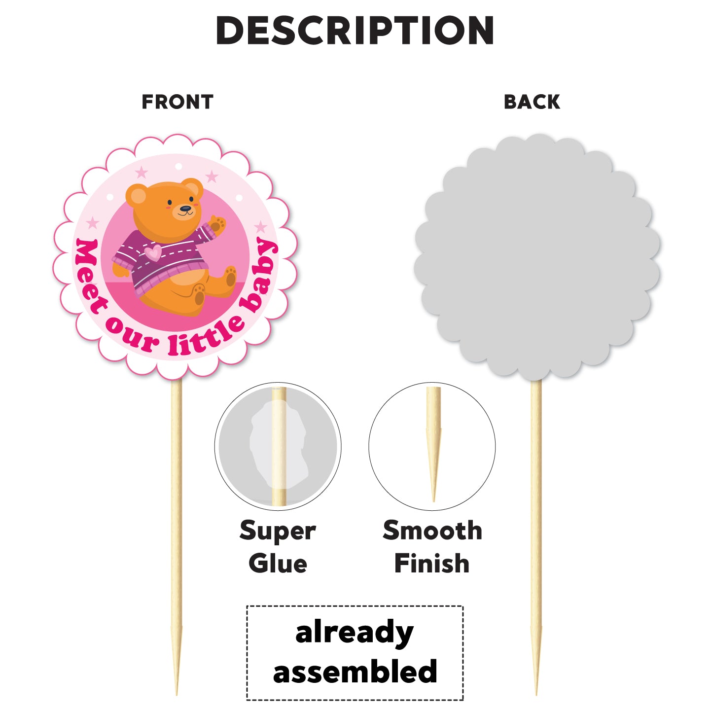 Pink Naming Ceremony Cake Topper