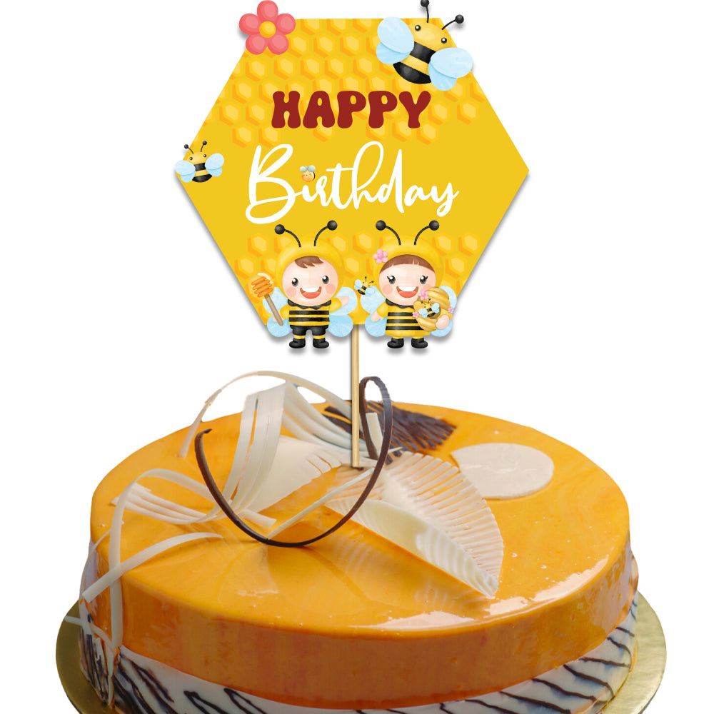 Bee Buzz Party Theme Happy Birthday Cake Topper