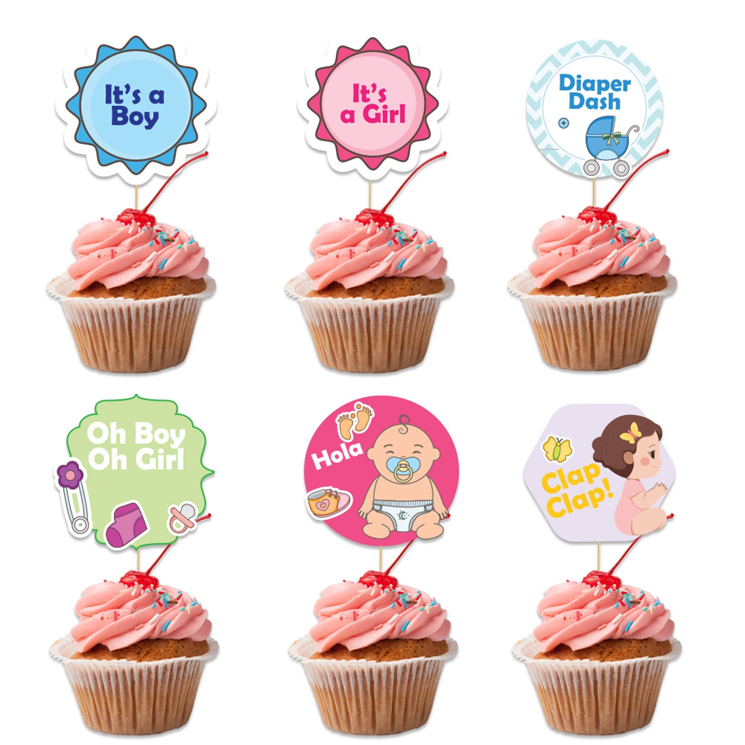 Diaper Party Theme Cupcake Toppers