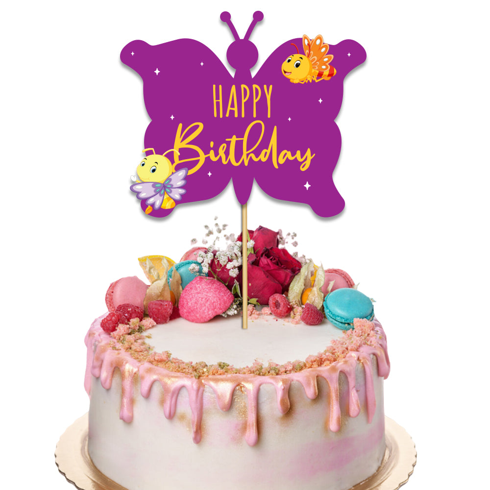 Butterfly Bliss Theme Happy Birthday Cake Topper