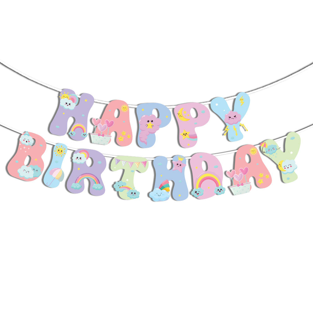 Hello Rainbow Theme Happy Birthday Banner